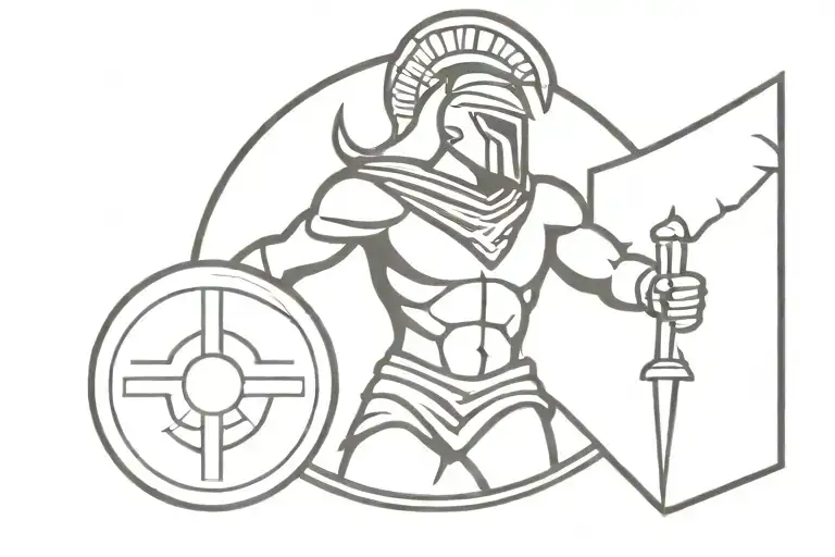 Spartan With A Shield On A Shield Black Sun