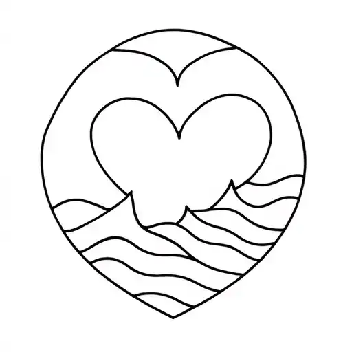 Waves And Love Heart