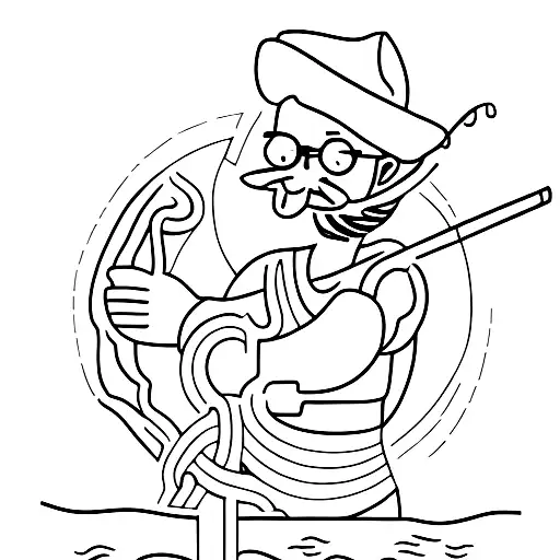 Outline Of A Man Fishing