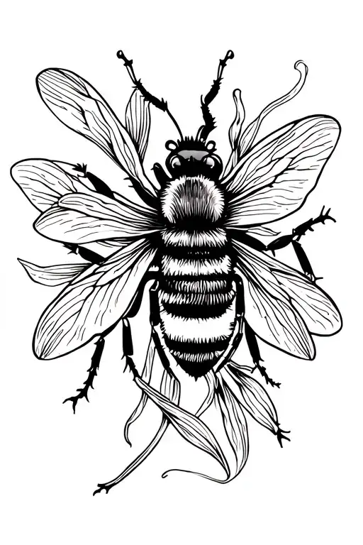 Bee With A Lilies Intertwined