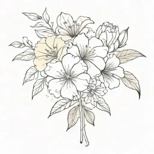 February And June Birth Flower Bouquet Tied