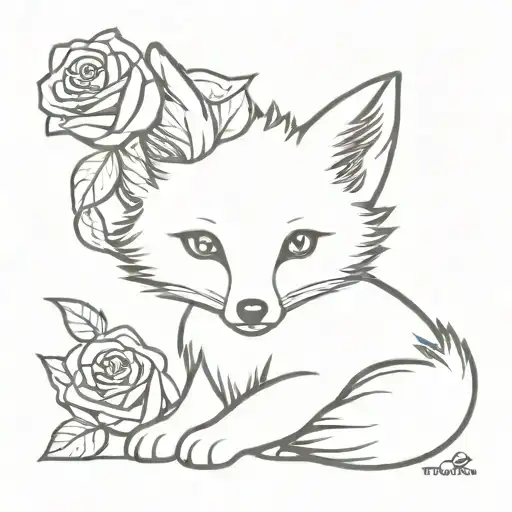 Little Prince Fox Sitting With A Rose In Mouth