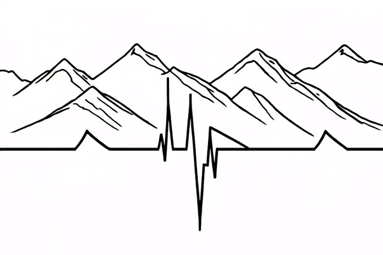 Heartbeat Line Cityscape To Mountain Range Single Line