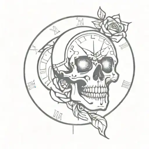 Night Skull On A Clock