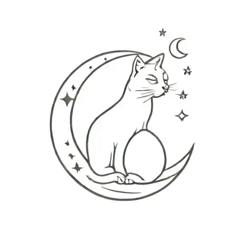 Cat Black See The Moon Phases