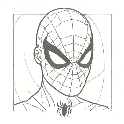 Spider-man Mask With A Subtle Silhouette Of A Mother And Son In The Background