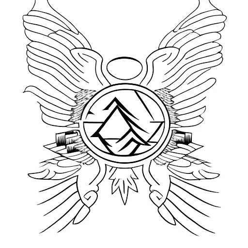 A Minimalist Tattoo Of A Truck With Wings Symbolizing The Freedom Of Travel