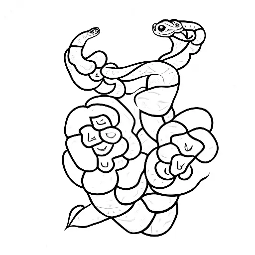 A Snake Slithering Through A Forest Of Hydrangeas