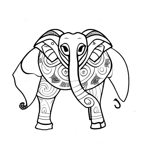 An Elegant Elephant Silhouette With A Heart-shaped Ear As A Symbol Of Motherly Love