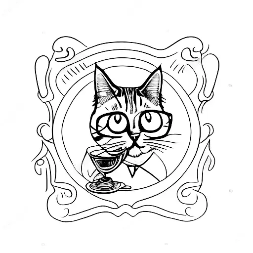 Cat Sitting With A Wine Glass