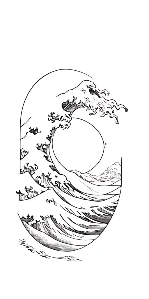 Merge The Great Wave Off Kanagawa In A Minimalist Style With My Existing