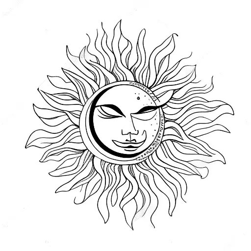 Sun And Moon And Flower