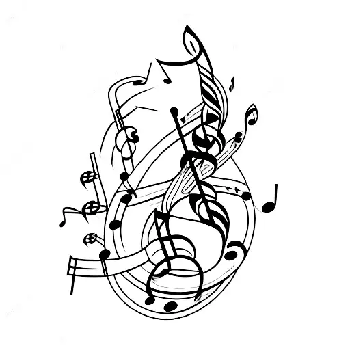 A Guitar With Musical Notes