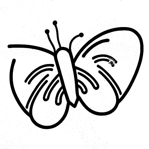 Line Rose With Stem And Butterfly Flying Outside