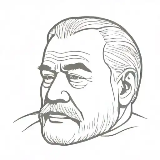 Ernest Hemingway Face Black And White 2D Super Simple