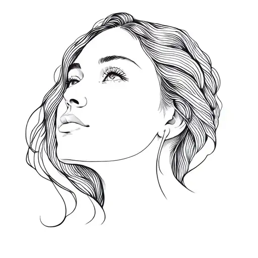 Beautiful Womans Face Looking Up