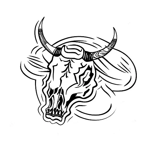 Bull Skull With The Letters L And D
