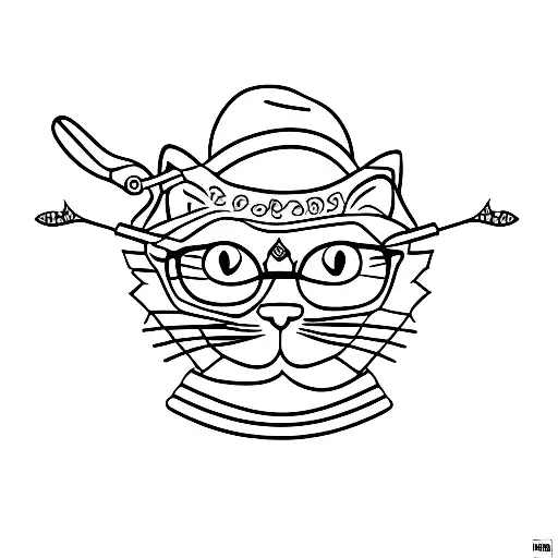 A Minimalist Cat Silhouette With A Crochet Hook As Its Tail