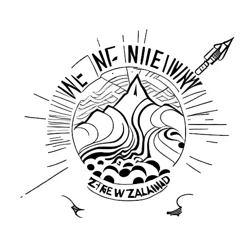 One Line Tattoo Of New Zealand