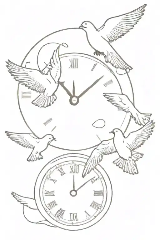 Doves Flying Clocks And Quote