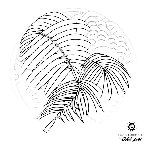 A Minimalist Design Of A Tropical Island With A Palm Tree And A Sun