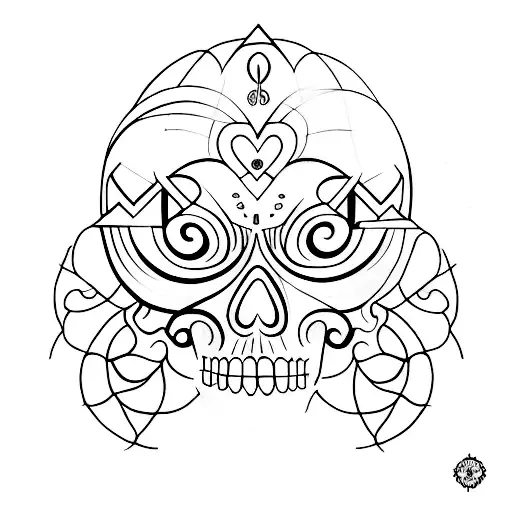 Woman Half Skull With A Vail Looking Up