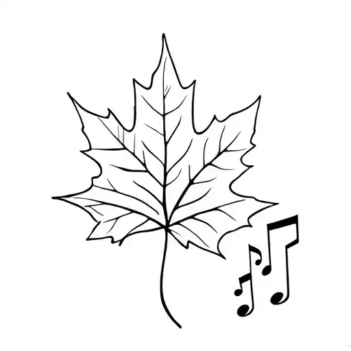 Maple Leaf Intertwined With Music Notes