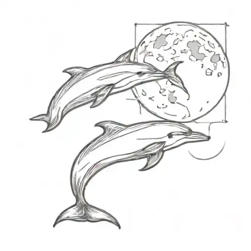 Dolphin Diving In The Moon