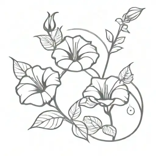 1 Rose And 1 Morning Glory Flower Intertwined