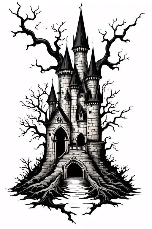 Gothic Castle Surrounded By Poison Trees