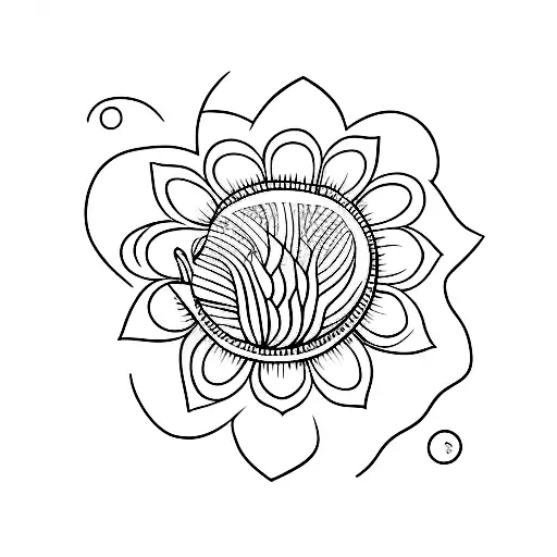 A Minimalist Tattoo Of A Flower Blooming Underwater With A Subtle Psychology Symbol Incorporated
