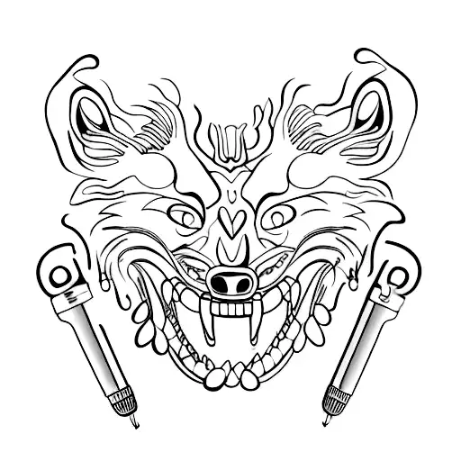 A Dental Tool Shaped Like A Wolf With Musical Notes As Teeth