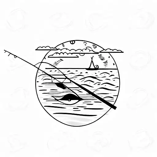 A Serene Fishing Scene With A Colorful Sunset Reflecting On The Water