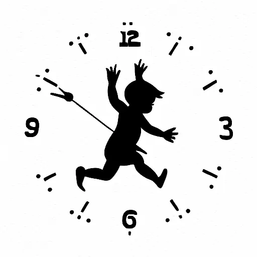Clock With Children Running