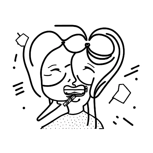 Girl Crying With Cigarette In Mouth Line Work