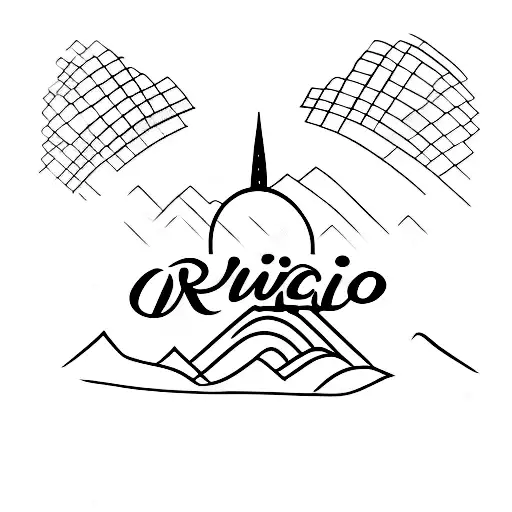 A Minimalist Design Of The Rio De Janeiro Skyline With A Dog Silhouette In The Foreground