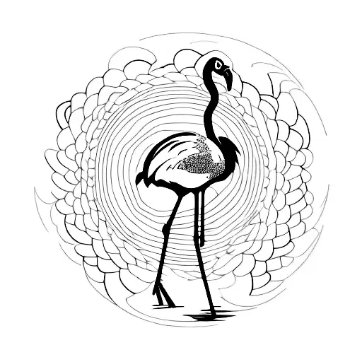 Extremely Simple Drawing Of A Flamingo That Incorporates The Number 222