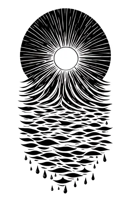 The Sun Flowing Into Water That Drops Off Into Rain Drops