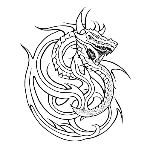 A Minimalist Tattoo Of Northern Black Inspired By Jormungandr Wyrm
