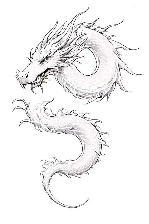 Japanesse Style Dragon With Some Fine Lines Going
