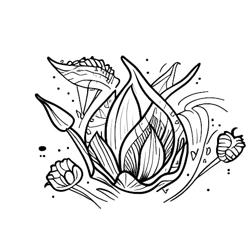 Bold Line Cartoon Tulip