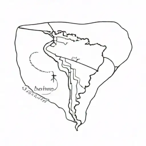 Fine Line Tattoo With A Map Of South America With An Infinity Sign