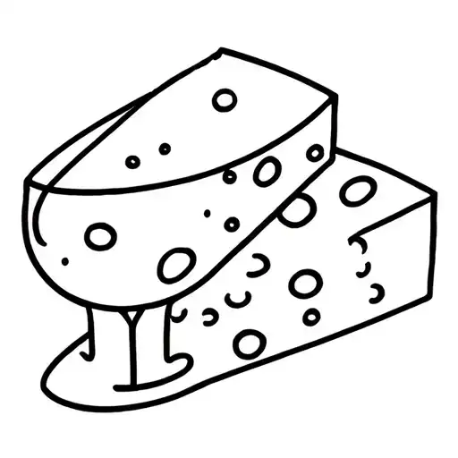 One Line Wine Glass And Block Of Cheese Minimalist