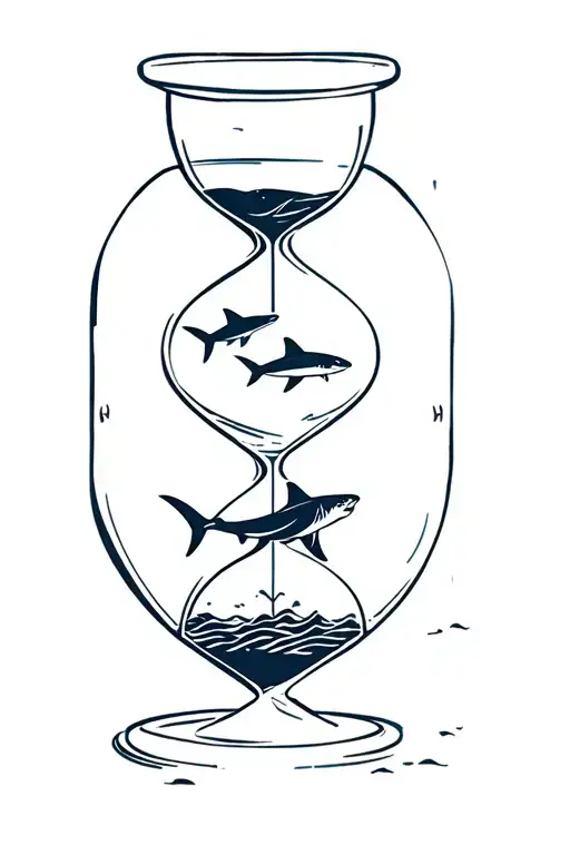 Hourglass With Sharks Swimming In The Sand