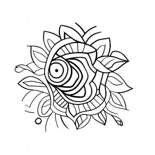 Water Color Geometric Heart And Flowers