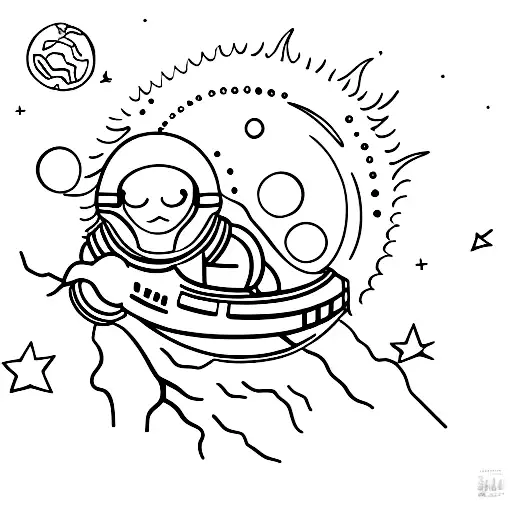 Astronaut In The Moon Seating In A Tree Branch Looking At The Sun And Earth