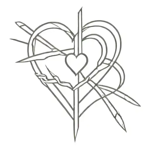 A Minimalist Design Of A Cross Intertwined With A Heart Symbolizing Love And Faith