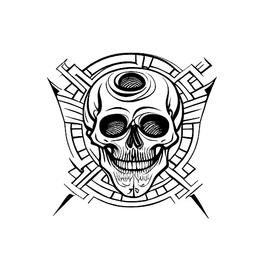 Tribal Skull To Cover A 8 Letter Name