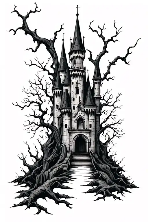 Gothic Castle Surrounded By Poison Trees