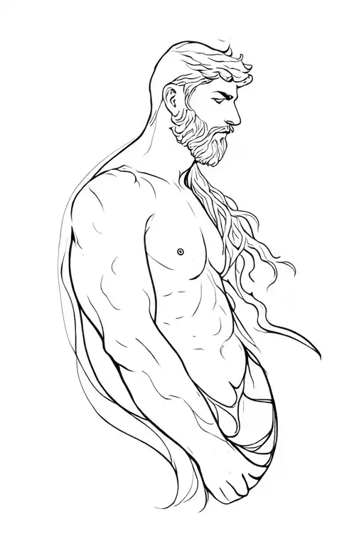 Merman Body Hair With Beard Line Work